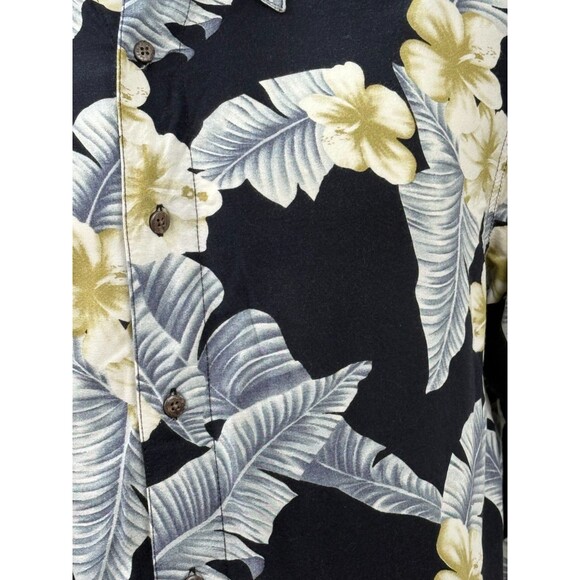 Vintage‎ Hawaiian Shirt XL Haggar Tropical Floral Aloha Black Luau Party Cruise - Picture 4 of 5